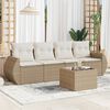 vidaXL Garden Sofa Set Beige PE Rattan 5 Piece Set Modular