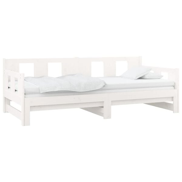 vidaXL Pull-out Day Bed White Solid pine wood 31.5 x 79.0 in