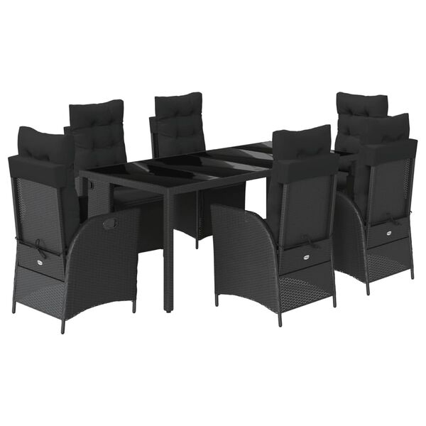 vidaXL Garden Dining Set Black PE Rattan 7 Piece Set