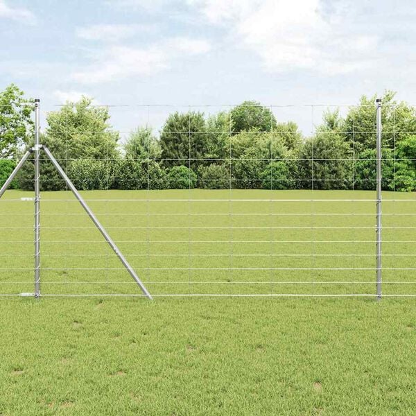 vidaXL Field Fence Silver 164.04 x 4.59 ft Galvanised steel