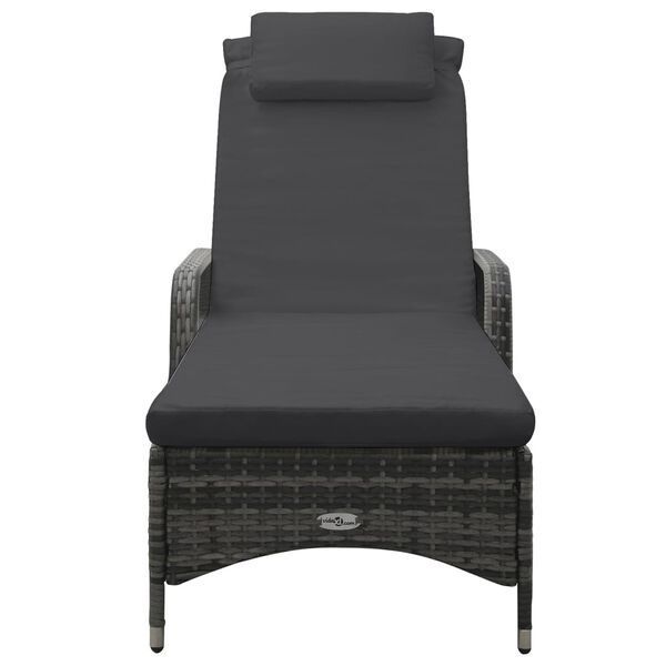 vidaXL Sun Lounger Grey Poly Rattan 78 in in length