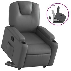 vidaXL Stand Up Recliner Chair Grey Faux leather, metal, plywood Single