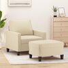 vidaXL Sofa Chair with Footstool Cream 23.6" Fabric