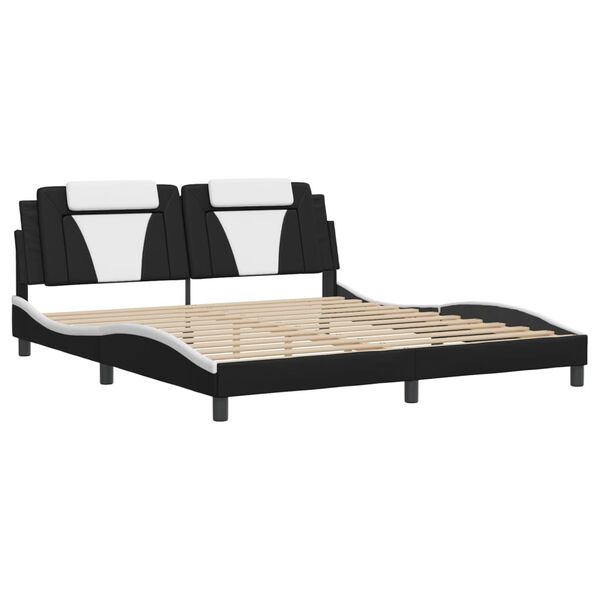 vidaXL Bed Frame "Viana" without Mattress Black and White 72"x83.9"Faux Leather