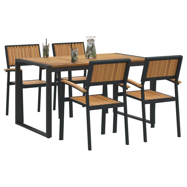 vidaXL Garden Dining Set 5 pcs Black and brown