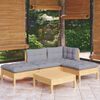 vidaXL Garden Lounge Set Grey cushions, Pine wood Solid pinewood, Polyester