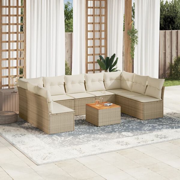 vidaXL Garden Sofa Set Beige Poly Rattan Large Modular Garden Sofa Set