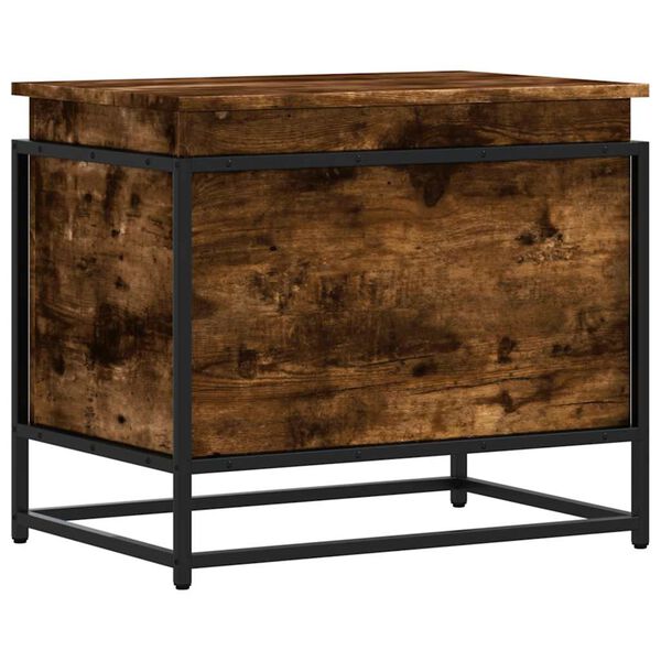 vidaXL Storage Box Smoked oak Engineered wood, metal Medium Storage Box