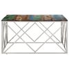 vidaXL Coffee Table Silver Stainless steel frame, solid reclaimed wood top