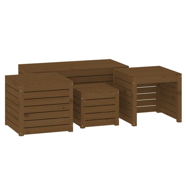 vidaXL Garden Box Set Honey brown Solid pine wood 4 Piece Set