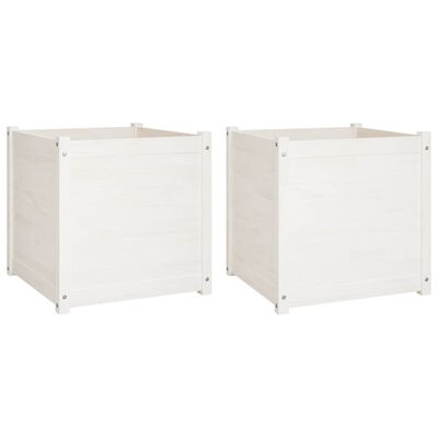 vidaXL Garden Planters 2 pcs White 23.6"x23.6"x23.6" Solid Wood Pine