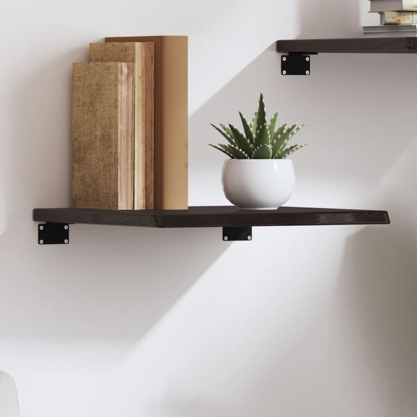 vidaXL Wall Shelf Dark Brown Solid Oak Wood 15.7x15.7 in Wall Shelf