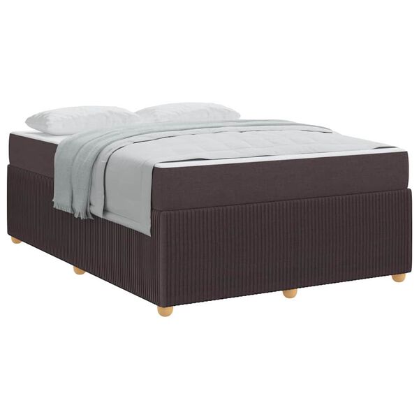 vidaXL Bed Frame with Mattress Dark brown 55.1" x 78.7" fabric