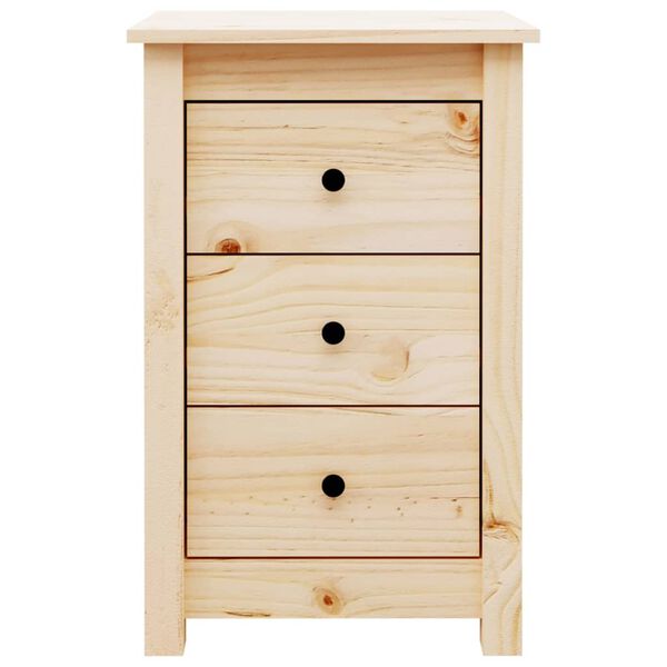 vidaXL Bedside Cabinet Set of 2 Natural Wood Solid pine wood (untreated)