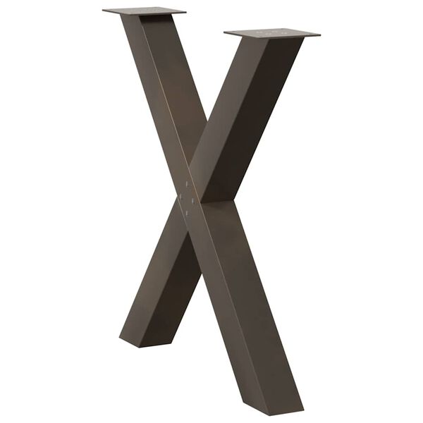 vidaXL Dining Table Legs X-Shaped 2 pcs Natural Steel 27.6x(28.3-28.7)" Steel
