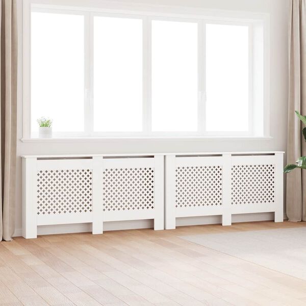 vidaXL Radiator Covers 2 pcs White 59.8"x7.5"x32.1" MDF