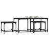 vidaXL Nesting Coffee Table Set of 3 Black Engineered wood, metal