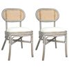 vidaXL Dinner Chair Set of 2 Grey Natural Rattan Standard Ergonomic