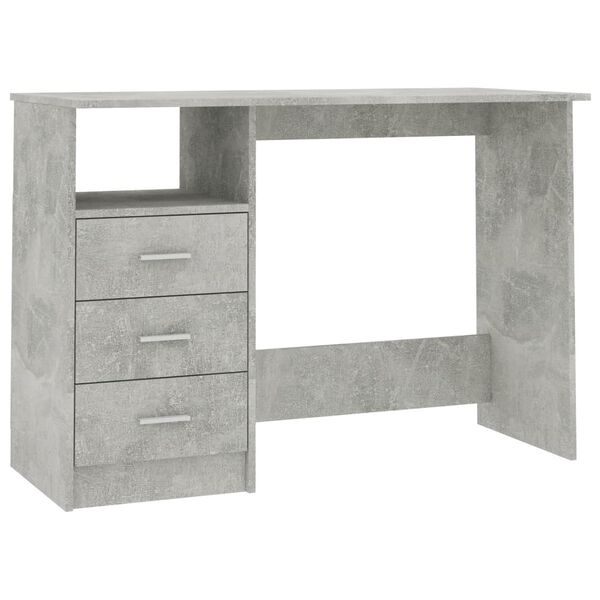 vidaXL Desk Concrete Grey Engineered Wood Medium Storage Desk