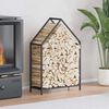 vidaXL Firewood Rack Black 23.6x9.8x35.4" Cold-rolled steel