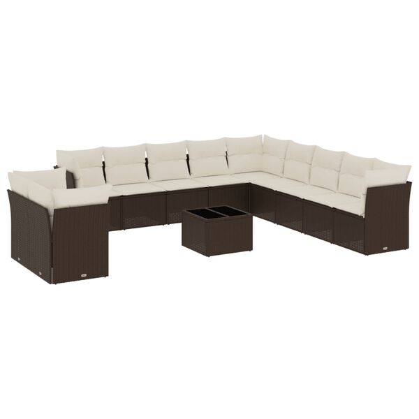 vidaXL Garden Sofa Set Brown PE Rattan Large Modular Garden Sofa Set