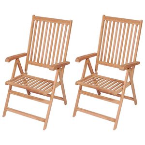 vidaXL Reclining Patio Chairs 2 pcs Solid Teak Wood
