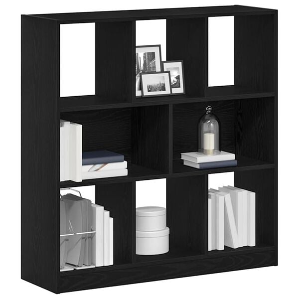 vidaXL Book Cabinet Black Oak Engineered Wood Medium Storage Cabinet