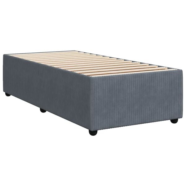 vidaXL Bed Frame Dark Grey Polyester Velvet, Plywood, Engineered Wood Twin