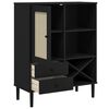 vidaXL Highboard Black Solid pinewood with UV varnish finish, Poly rattan