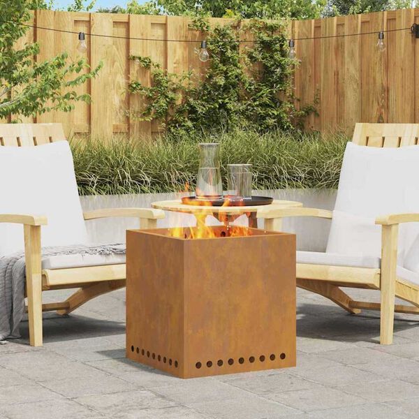 vidaXL Smokeless Fire Pit Brown 18.90 x 18.90 x 19.69 in Steel