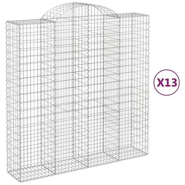 vidaXL Arched Gabion Baskets 13 pcs 78.7x19.7x200/220" Galvanised Iron