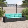 vidaXL Patio Sofa Set Black PE rattan Large Washable Covers