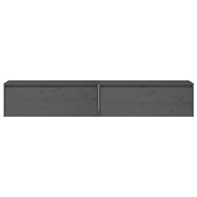 vidaXL Wall Cabinets 2pcs Gray 39.4"x11.8"x13.8" Solid Wood Pine