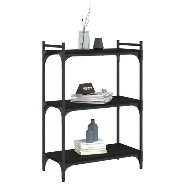 vidaXL Bookcase Black Engineered wood, Metal 23.6 x 11.8 x 33.9 in