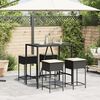 vidaXL 5 Piece Patio Bar Set with Cushions Black Poly Rattan