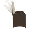vidaXL Reclining Patio Bench with Cushions Brown Poly Rattan