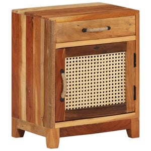 vidaXL Bedside Cabinet Multicolor Solid reclaimed wood, natural cane, MDF