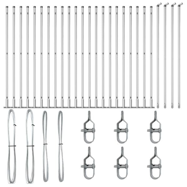 vidaXL Fence Post Other 26 pcs Grey 1.26 x 1.26 x 30.91 in Steel