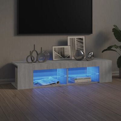 vidaXL TV Stand with LED Lights Gray Sonoma 53.1"x15.4"x11.8"
