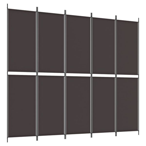 vidaXL 5-Panel Room Divider Brown 98.4"x86.6" Fabric