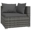 vidaXL Garden Lounge Set Gray PE rattan, powder-coated steel, plastic