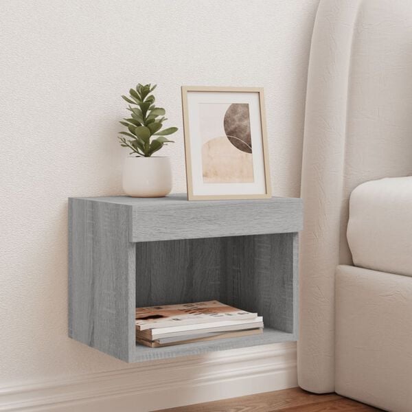 vidaXL Bedside Cabinet Grey Sonoma Engineered wood Compact