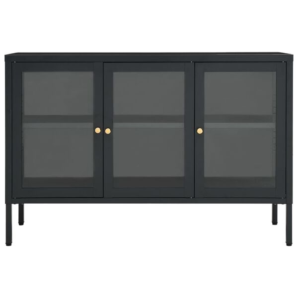 vidaXL Sideboard Anthracite Powder-coated steel, tempered glass Medium
