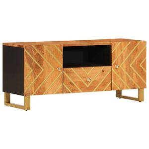 vidaXL TV Cabinet Brown and Black Solid mango wood, MDF, iron