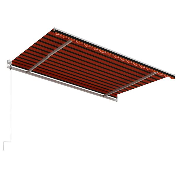 vidaXL Retractable Awning Orange and brown with white frame