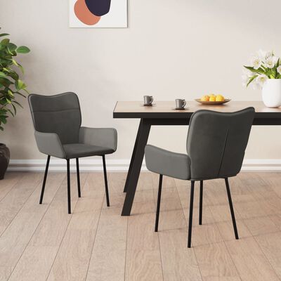 vidaXL Dining Chairs 2 pcs Dark Gray Velvet