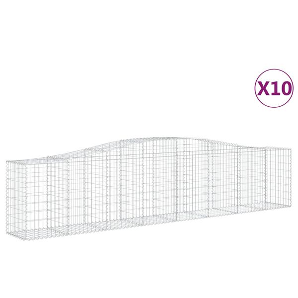 vidaXL Gabion Basket Set of 10 Silver Galvanized Iron Extra Large