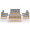 vidaXL Garden Lounge Set Grey Solid pine wood, 100% polyester 9-piece set