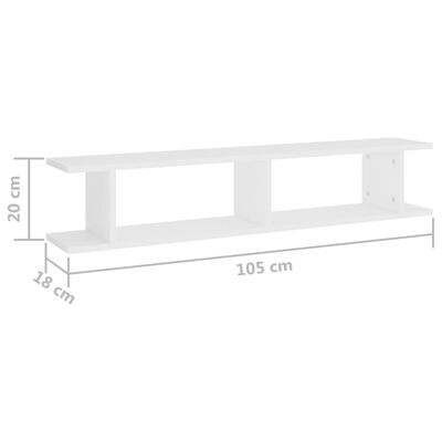 vidaXL Wall Shelves 2 pcs White 41.3"x7.1"x7.9" Engineered Wood