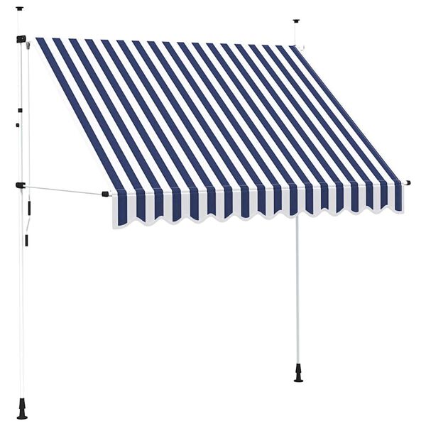 vidaXL Retractable Awning Blue and White Stripes